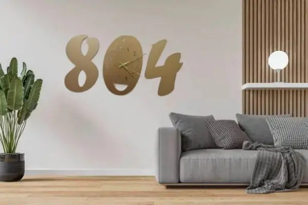 3d Wall Clock Wooden Golden Color Wall Clock (804) - MuzzaHub