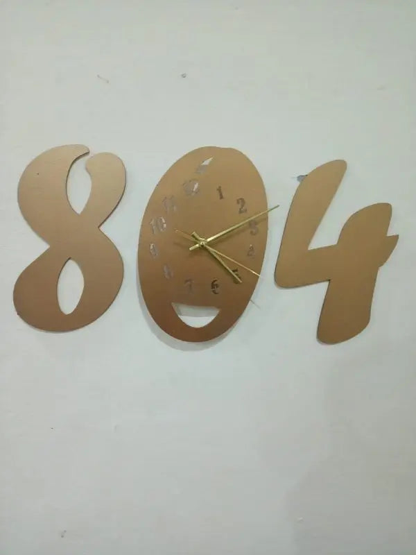 3d Wall Clock Wooden Golden Color Wall Clock (804) MuzzaHub