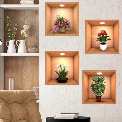 4ps Wall Decor 3D Sticker Removable