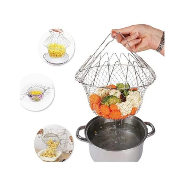 Stainless Steel Multi-functional Foldable Cooking Deep Fryer Basket