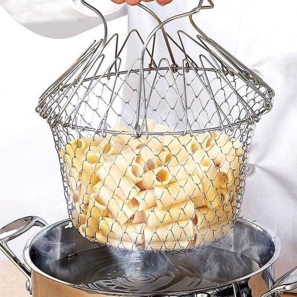 Stainless Steel Multi-functional Foldable Cooking Deep Fryer Basket