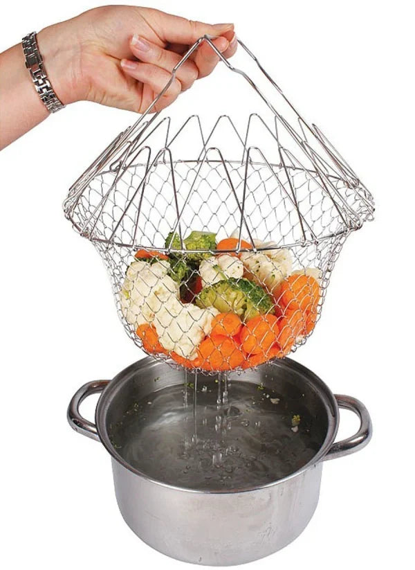 Stainless Steel Multi-functional Foldable Cooking Deep Fryer Basket