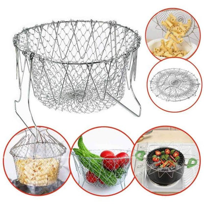 Stainless Steel Multi-functional Foldable Cooking Deep Fryer Basket