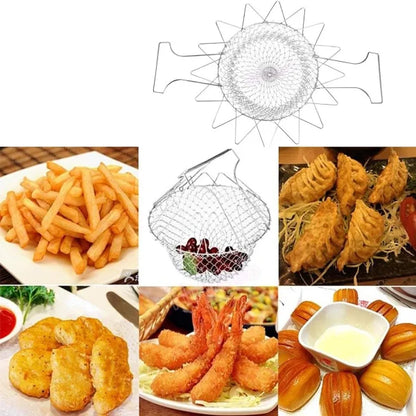 Stainless Steel Multi-functional Foldable Cooking Deep Fryer Basket