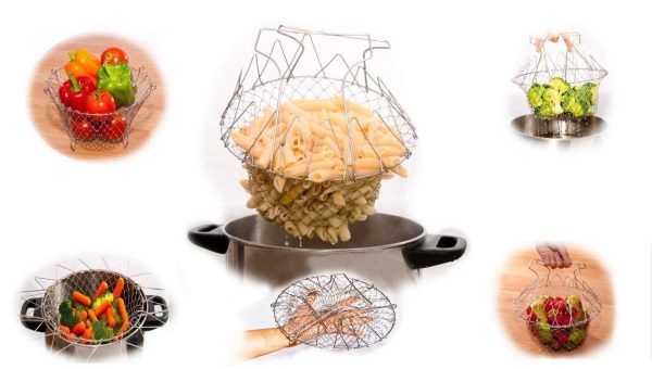 Stainless Steel Multi-functional Foldable Cooking Deep Fryer Basket